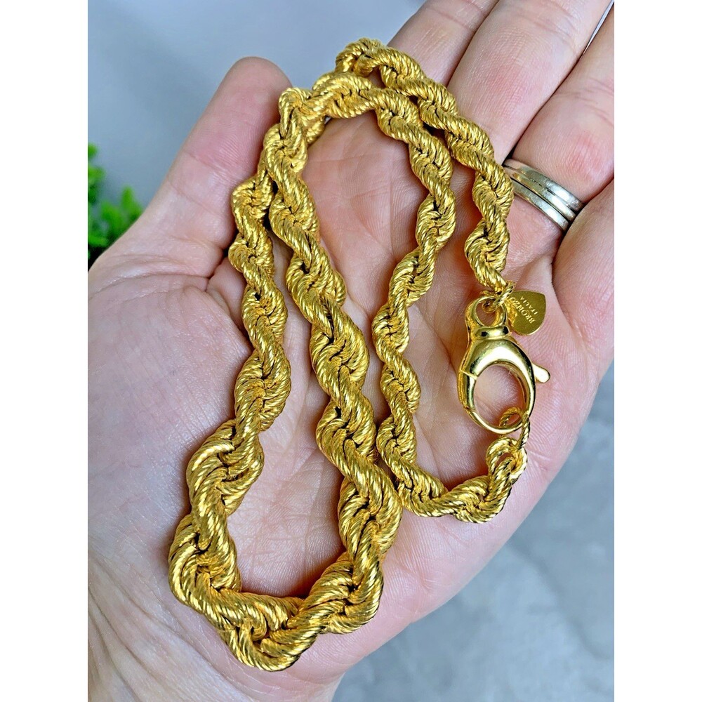 Bronzo Milor Italia Rope Chain Necklace 18” Gold Tone Chunky Runway 74g - Picture 5 of 10